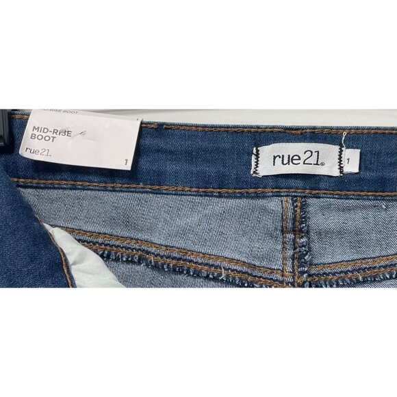 Rue 21 - Women's Ultimate Stretch Mid-Rise - Boot Jeans Distressed - Blue - 1 - Picture 10 of 15